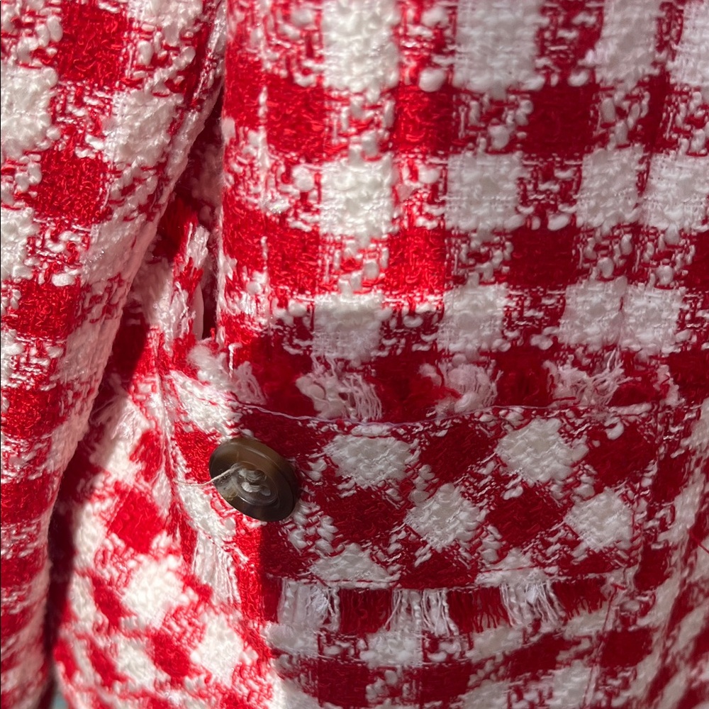 Ann Taylor Red and White Checkered Blazer - Picture 5 of 6